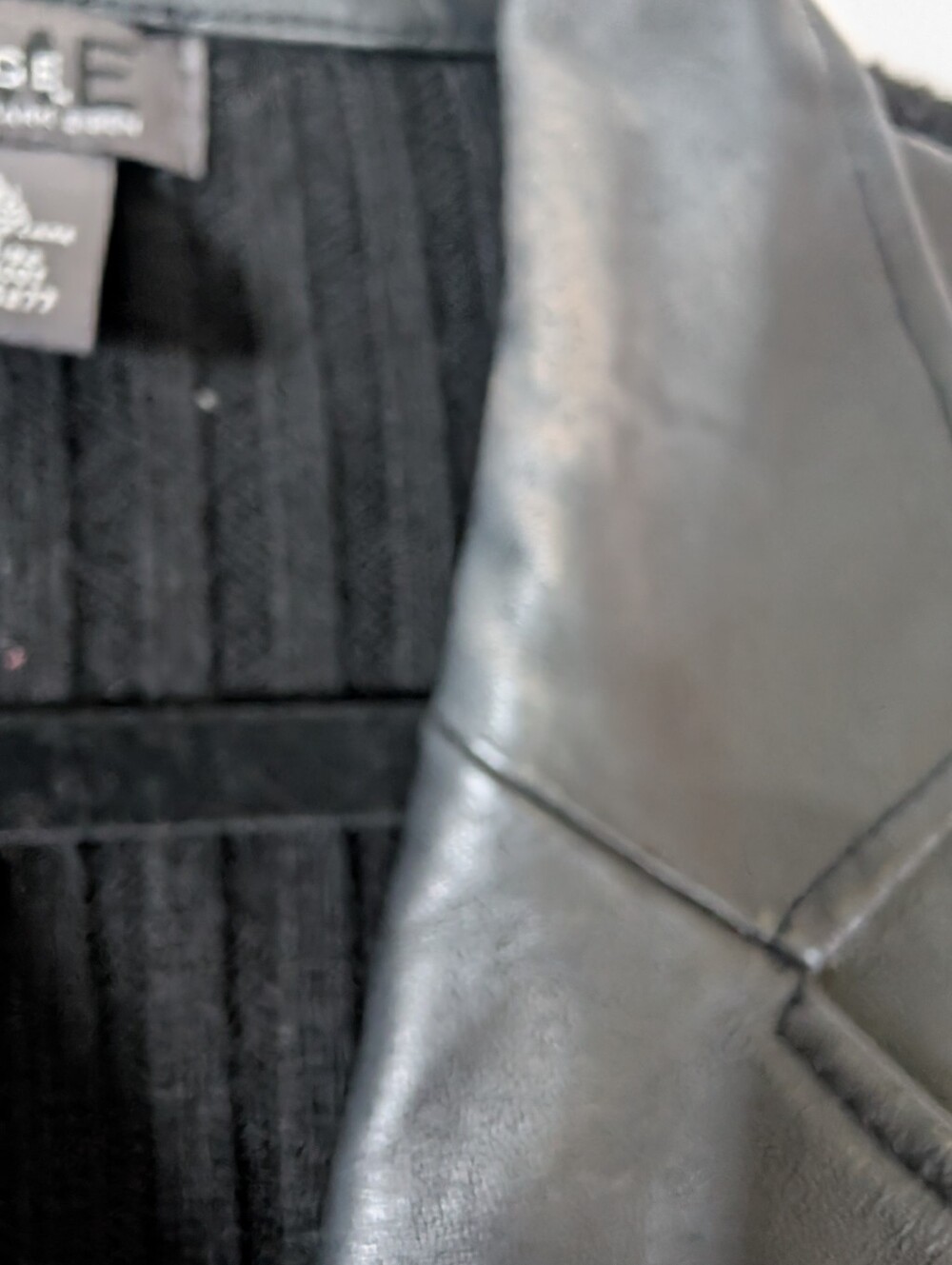 Vintage George Black Leather Blazer with Knit Sleeves Y2K - Picture 4 of 6